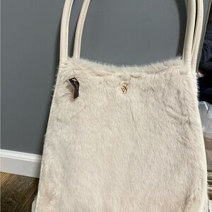 Victoria's Secret Cream Faux Fur Tote Bag